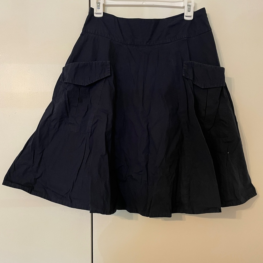 eShakti Navy Blue A-Line Skirt with Pockets